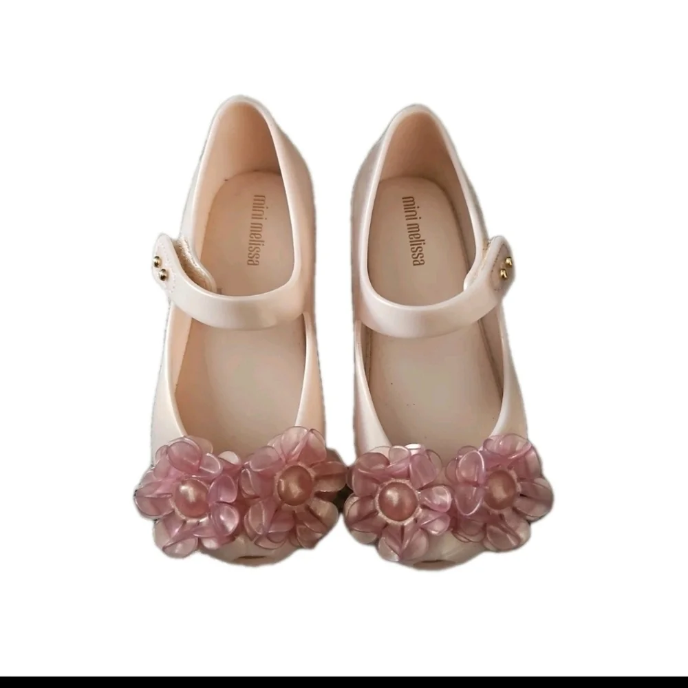 Mini Melissa Girls Pink Jelly Ultragirl Springtime Floral Mary Jane Shoe 10